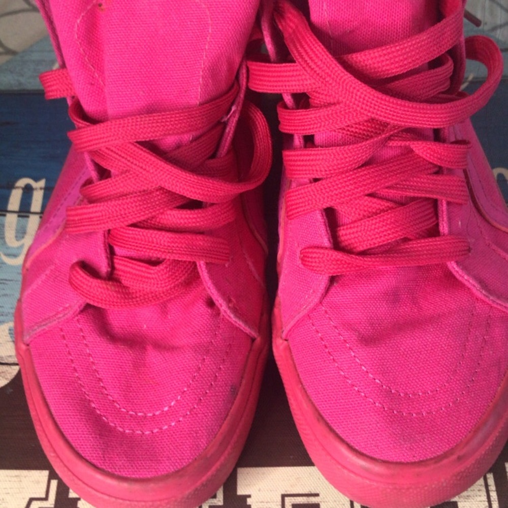 Hot pink ,high top Vans